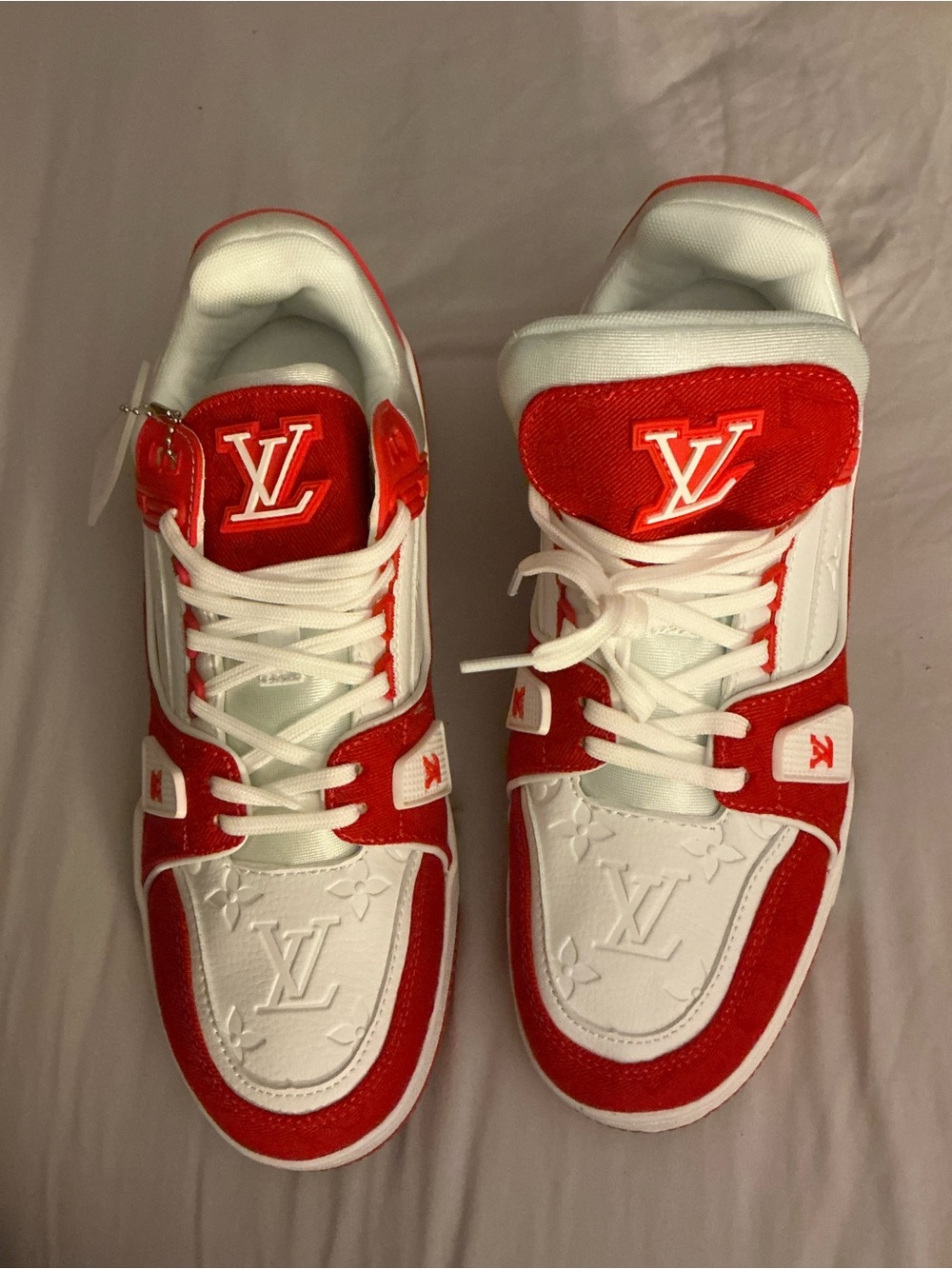 Louis Vuitton White & Red Low-Top Sneakers